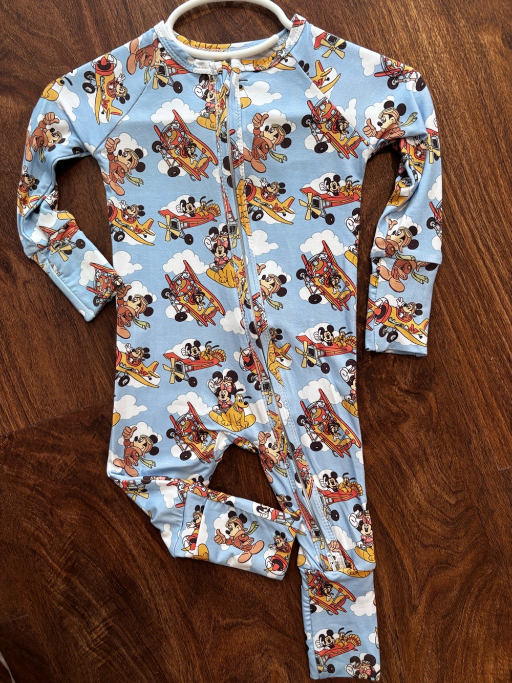 Kids Light Blue Mickey Mouse Airplane bamboo Pajama Set